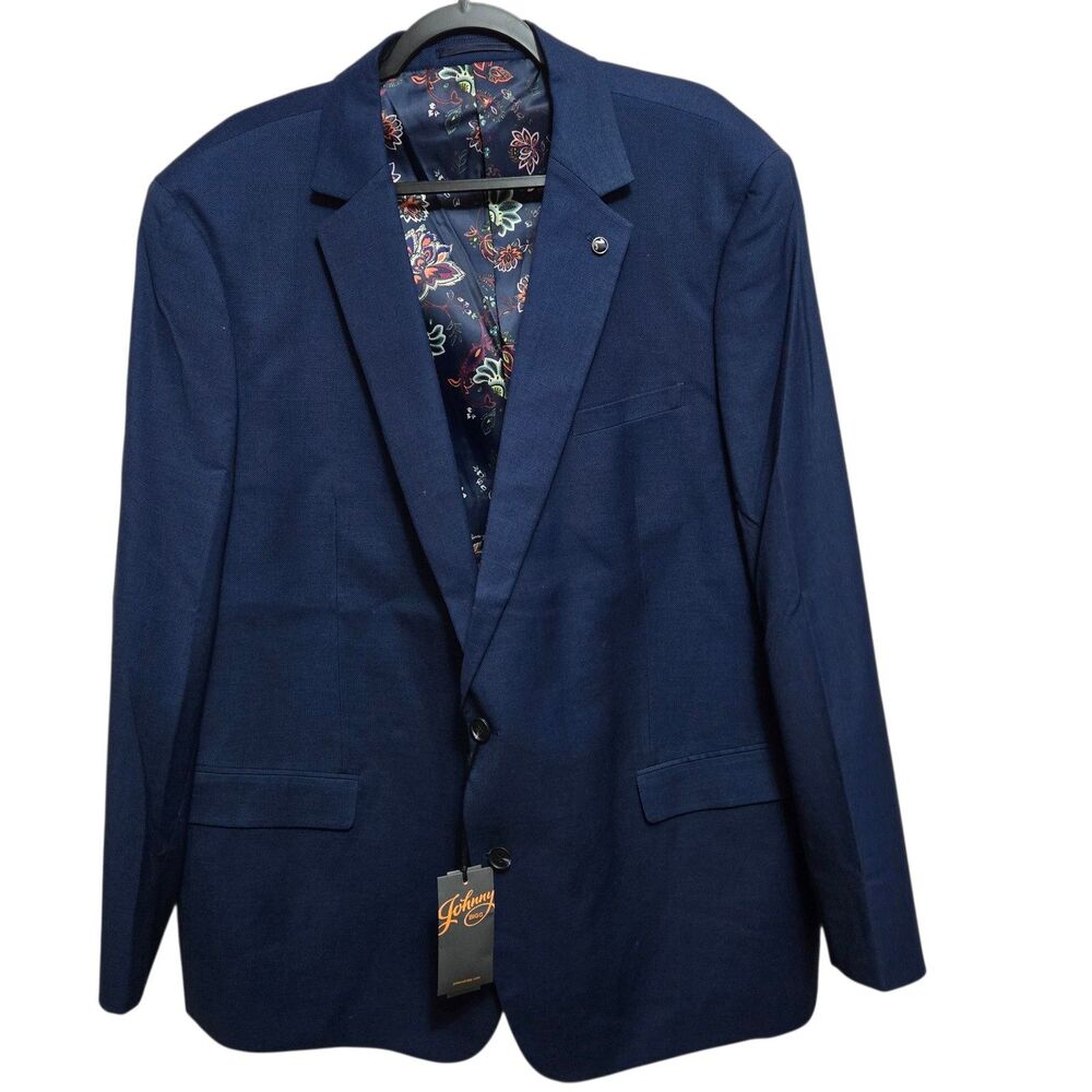 Johnny Bigg Mens Blazer Size 50 Royal Blue Suit Coat Colorful Lining NEW